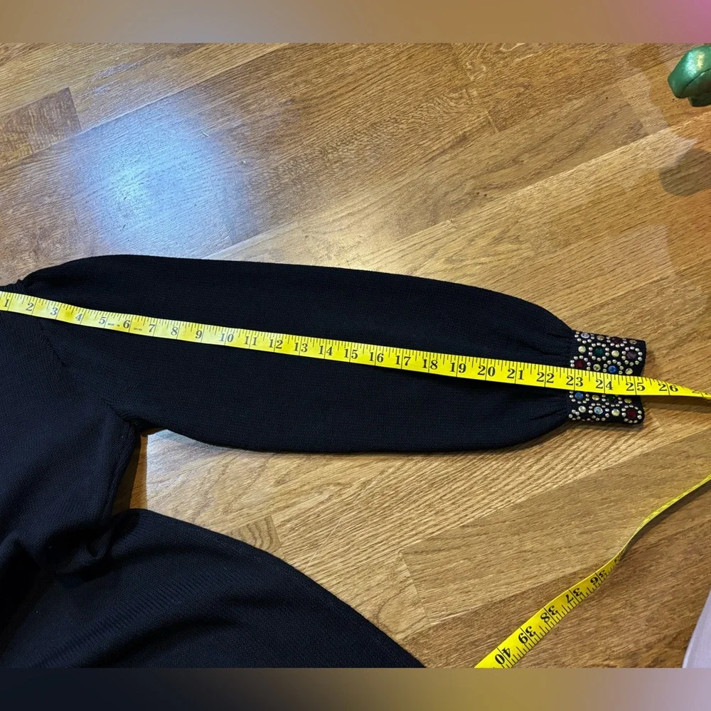 Vintage St.John Santana Knit Black Embellished Dress Jeweled Collar Size 4 - Picture 16 of 16